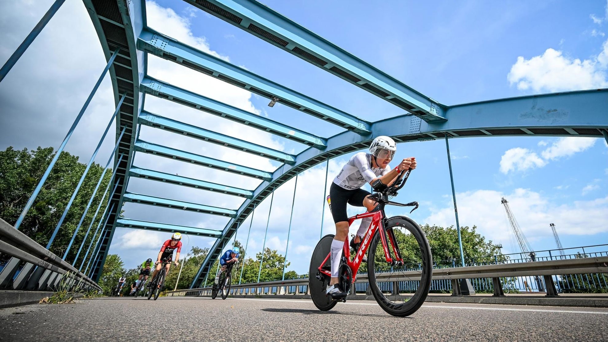 Louis Buttrick triathlete during the Ironman 70.3 Poznan road section